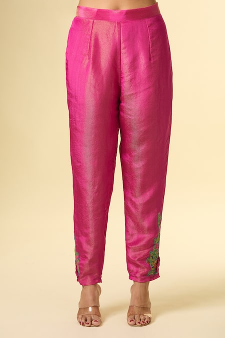 Samyukta Singhania_Green Cut Work, Embroidery Notched Neck Cutdana Kurta Set _at_Aza_Fashions