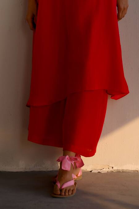 Buy_Ituvana_Fuchsia Silk Collared Ombre Kurta Set _Online_at_Aza_Fashions