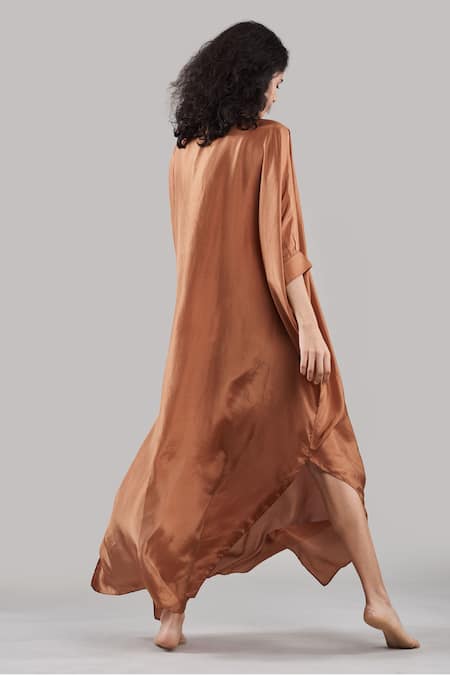 Ituvana Clay Silk Kaftan & Shorts Set 