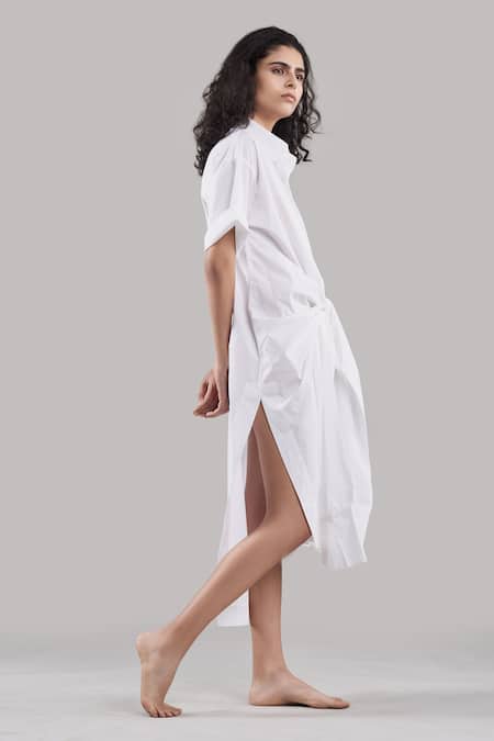 Buy Ituvana White Cotton Collared Asymmetric Shirt Dress Online at Aza Fashions Buy_Ituvana_White Cotton Collared Asymmetric Shirt Dress _Online_at_Aza_Fashions