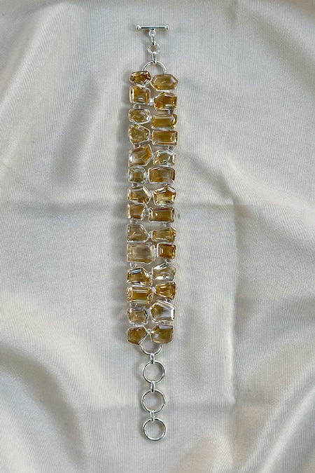 Shop_Anuka Jewels_Yellow Stones Geometric Citrine Bracelet _at_Aza_Fashions