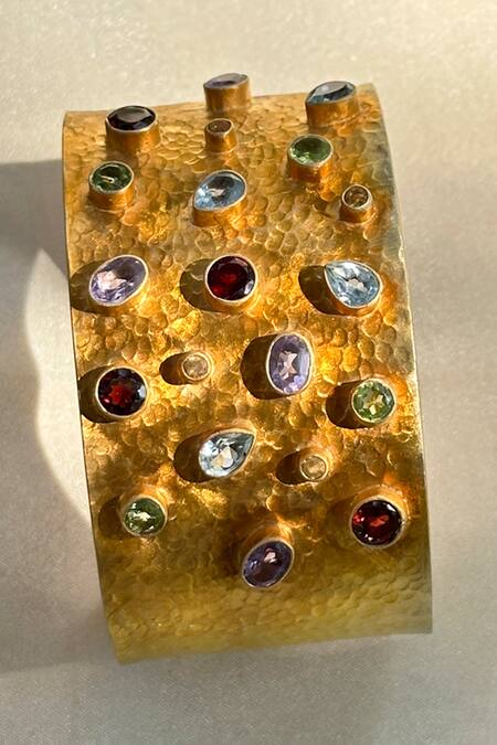 Anuka Jewels Multi Color Stones Textured Cuff Bracelet With Colorstone Embellishments Online at Aza Fashions Anuka Jewels_Multi Color Stones Textured Cuff Bracelet With Colorstone Embellishments _Online_at_Aza_Fashions