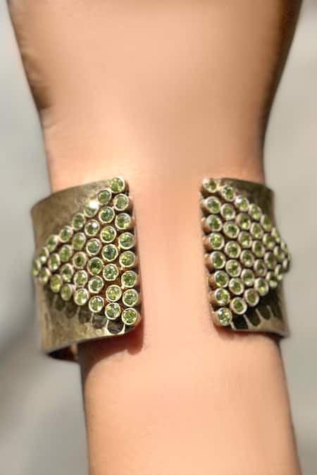 Anuka Jewels Textured Cuff Bracelet With Peridot 
