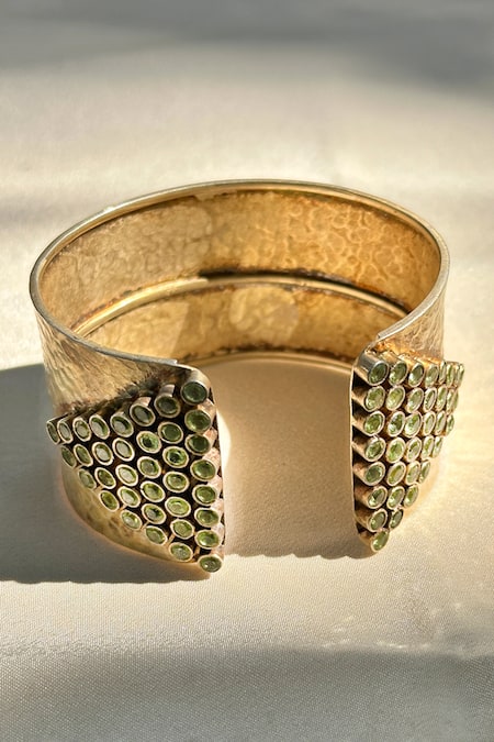 Anuka Jewels Textured Cuff Bracelet With Peridot 