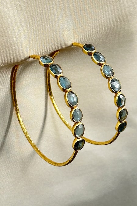 Anuka Jewels Gold Topaz Embellished Hoops 