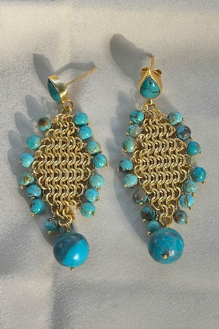 Anuka Jewels Blue Stone Embellished Dangler Earrings 