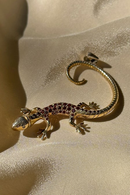 Anuka Jewels Gold Plated Garnet Lizard Pendant 