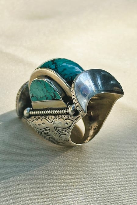 Buy Anuka Jewels Blue Stones Turquoise Embellished Ring Online at Aza Fashions Buy_Anuka Jewels_Blue Stones Turquoise Embellished Ring _Online_at_Aza_Fashions