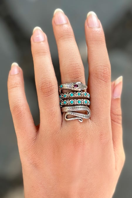 Anuka Jewels Semi Precious Stone Embellished Serpent Ring 
