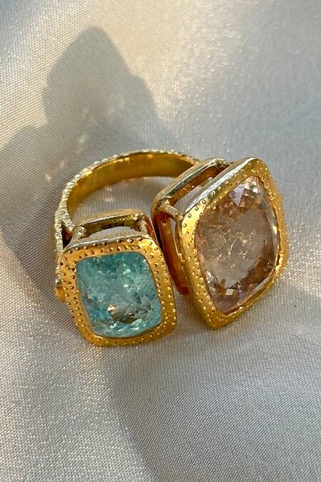 Shop Anuka Jewels Blue Stone Embellished Ring at Aza Fashions Shop_Anuka Jewels_Blue Stone Embellished Ring_at_Aza_Fashions