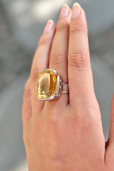 Anuka Jewels Yellow Cut Work Citrine Stone Embellished Ring Online at Aza Fashions Anuka Jewels_Yellow Cut Work Citrine Stone Embellished Ring _Online_at_Aza_Fashions
