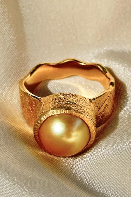 Anuka Jewels Gold Pearl Embellished Ring 