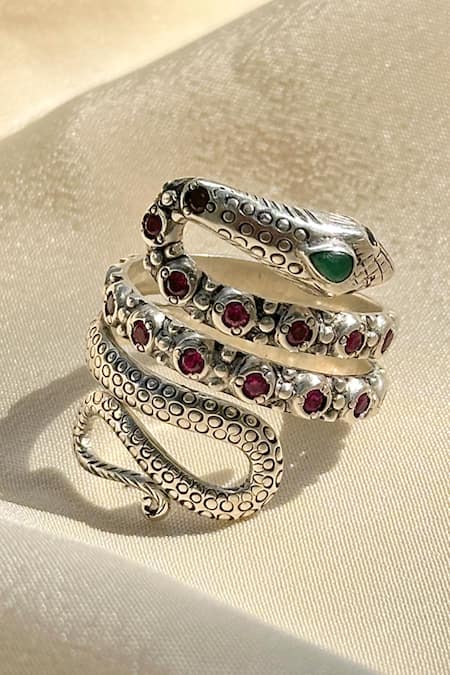 Anuka Jewels Stone Embellished Serpent Ring 