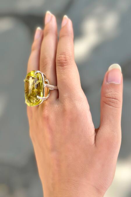 Anuka Jewels Green Stones, Crystals Lemon Quartz Sterling Silver Ring Online at Aza Fashions Anuka Jewels_Green Stones, Crystals Lemon Quartz Sterling Silver Ring _Online_at_Aza_Fashions