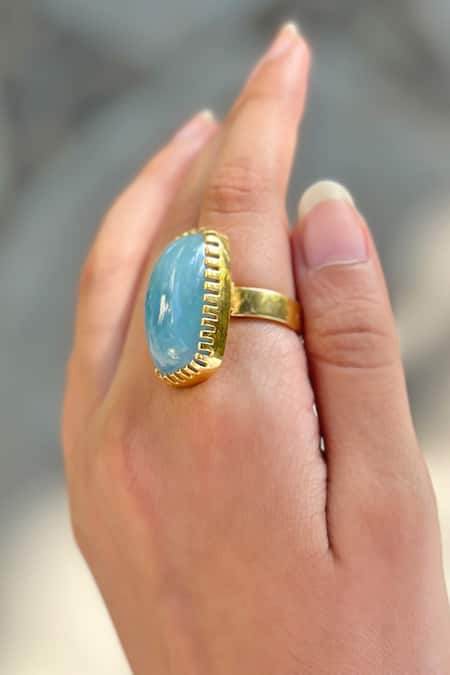 Anuka Jewels_Blue Stone Embellished Ring _Online_at_Aza_Fashions