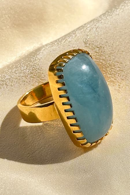 Buy_Anuka Jewels_Blue Stone Embellished Ring _Online_at_Aza_Fashions