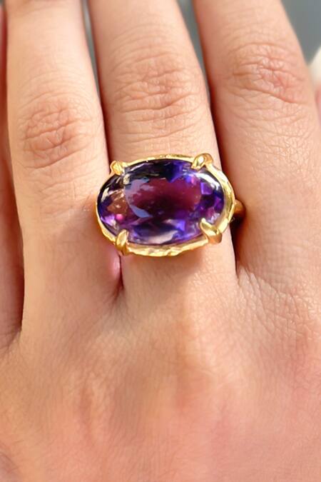 Anuka Jewels Purple Amethyst Stone Embellished Ring Online at Aza Fashions Anuka Jewels_Purple Amethyst Stone Embellished Ring _Online_at_Aza_Fashions