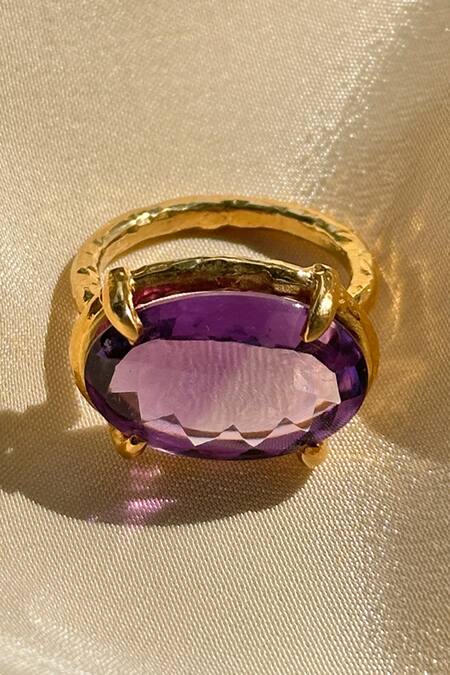Buy Anuka Jewels Purple Amethyst Stone Embellished Ring Online at Aza Fashions Buy_Anuka Jewels_Purple Amethyst Stone Embellished Ring _Online_at_Aza_Fashions