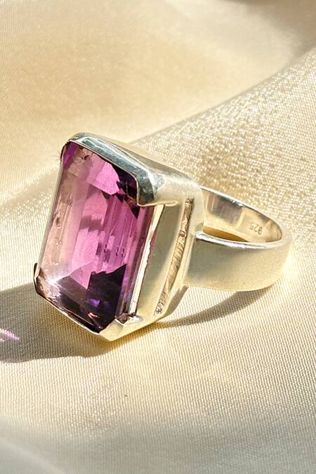 Buy Anuka Jewels Purple Stones Geometric Amethyst Silver Ring Online at Aza Fashions Buy_Anuka Jewels_Purple Stones Geometric Amethyst Silver Ring_Online_at_Aza_Fashions
