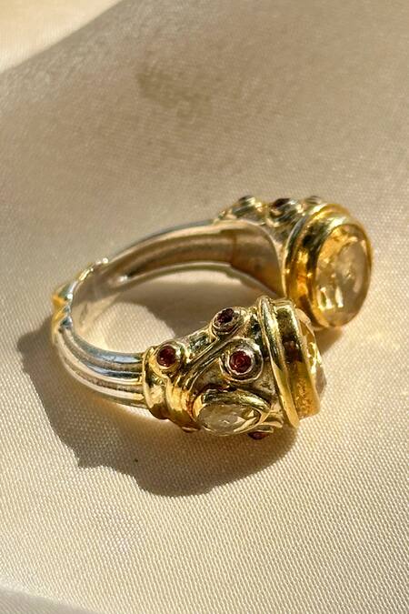 Buy Anuka Jewels Yellow Cut Work, Stones Citrine Adjustable Ring Online at Aza Fashions Buy_Anuka Jewels_Yellow Cut Work, Stones Citrine Adjustable Ring_Online_at_Aza_Fashions