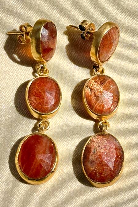 Anuka Jewels Gold Sunstone Danglers 