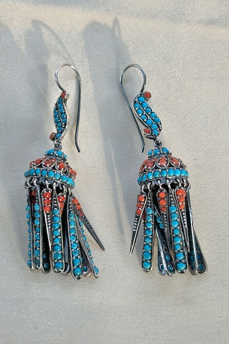 Anuka Jewels Coral Bead Paisley Jhumkas 