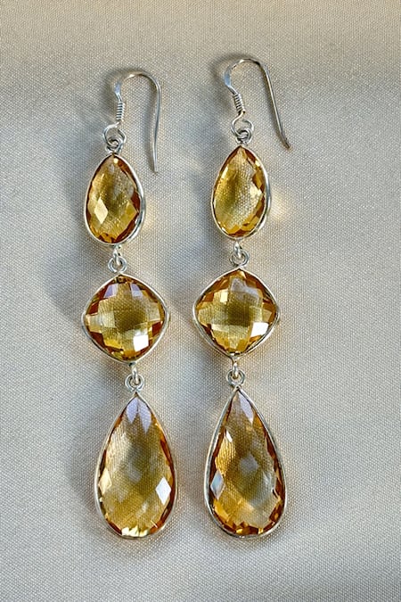 Shop Anuka Jewels Yellow Crystals Citrine Stone Dangler Earrings at Aza Fashions Shop_Anuka Jewels_Yellow Crystals Citrine Stone Dangler Earrings_at_Aza_Fashions
