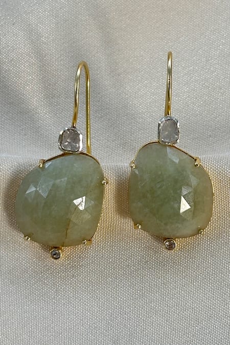 Anuka Jewels Yellow Sapphire Stone Drop Earrings 