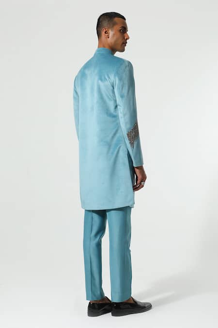 Sulakshna Jasra Zardozi Embroidered Teal Blue Kurta Set 