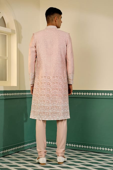 Sulakshna Jasra Floral Hand Block Print Sherwani Set 