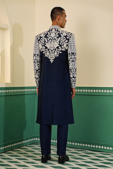 Sulakshna Jasra Navy Blue Dori Embroidered Sherwani Set 