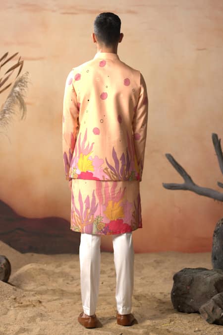 Hilo Design Coralflow Printed Bundi & Kurta Set 