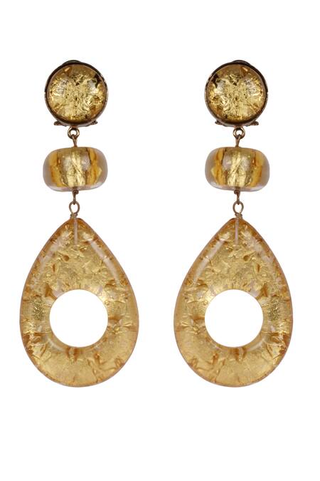 Shop Bijoux By Priya Chandna Gold Plated Crystals Tonal Teardrop Earrings at Aza Fashions Shop_Bijoux By Priya Chandna_Gold Plated Crystals Tonal Teardrop Earrings _at_Aza_Fashions