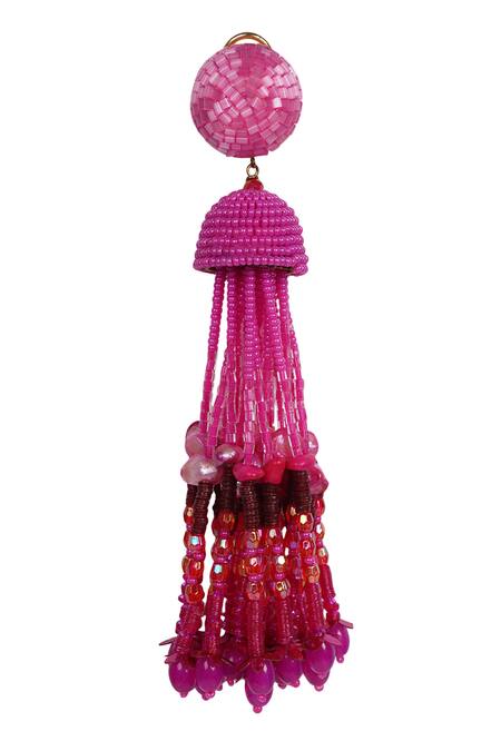 Bijoux By Priya Chandna Pink Sequins, Crystals, Beads Gradient Long Earrings Online at Aza Fashions Bijoux By Priya Chandna_Pink Sequins, Crystals, Beads Gradient Long Earrings _Online_at_Aza_Fashions