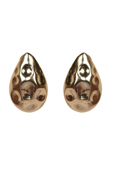 Shop Bijoux By Priya Chandna Gold Plated Metallic Thread Hammered Drop Pattern Earrings at Aza Fashions Shop_Bijoux By Priya Chandna_Gold Plated Metallic Thread Hammered Drop Pattern Earrings _at_Aza_Fashions