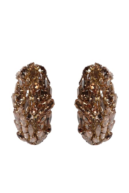 Bijoux By Priya Chandna Gold Plated Crystals, Stones Embellished Half Hoops Online at Aza Fashions Bijoux By Priya Chandna_Gold Plated Crystals, Stones Embellished Half Hoops _Online_at_Aza_Fashions