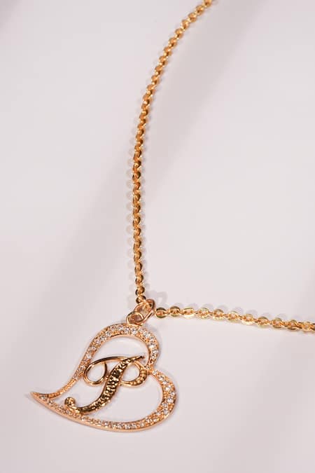 Shop Bijoux By Priya Chandna Gold Plated Crystal Heart Pendant Necklace at Aza Fashions Shop_Bijoux By Priya Chandna_Gold Plated Crystal Heart Pendant Necklace _at_Aza_Fashions