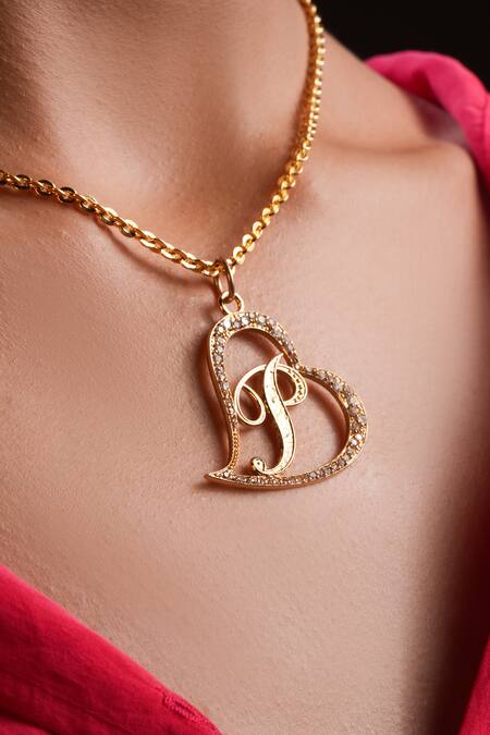 Bijoux By Priya Chandna Gold Plated Crystal Heart Pendant Necklace Online at Aza Fashions Bijoux By Priya Chandna_Gold Plated Crystal Heart Pendant Necklace _Online_at_Aza_Fashions