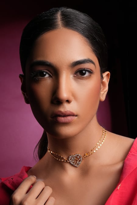 Bijoux By Priya Chandna Crystal Heart Choker Necklace 