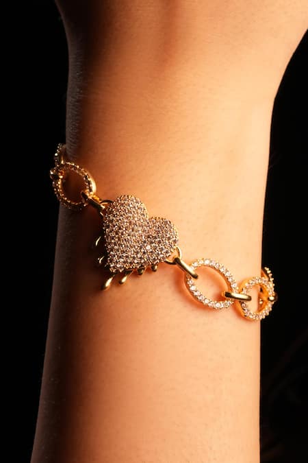 Bijoux By Priya Chandna Heart Dripping Crystal & Glass Bead Bracelet 