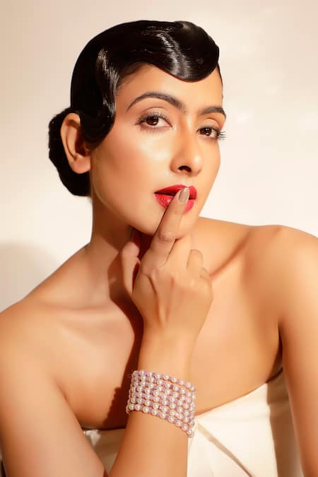 Buy_Bijoux By Priya Chandna_Purple Pearls, Beads Waterfall Drop Bracelet _Online_at_Aza_Fashions