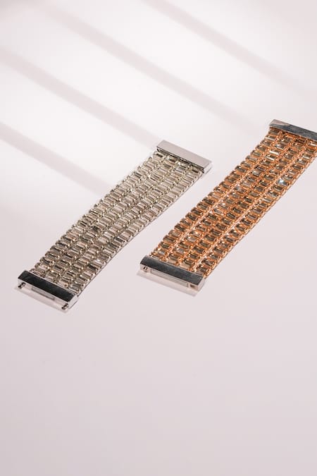 Bijoux By Priya Chandna Gold Crystal Embellished Multi Row Bracelet 