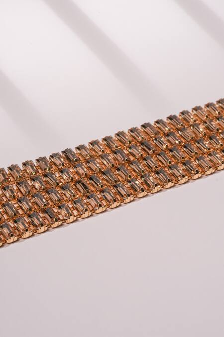 Bijoux By Priya Chandna_Gold Plated Crystals Embellished Multi Row Bracelet _Online_at_Aza_Fashions