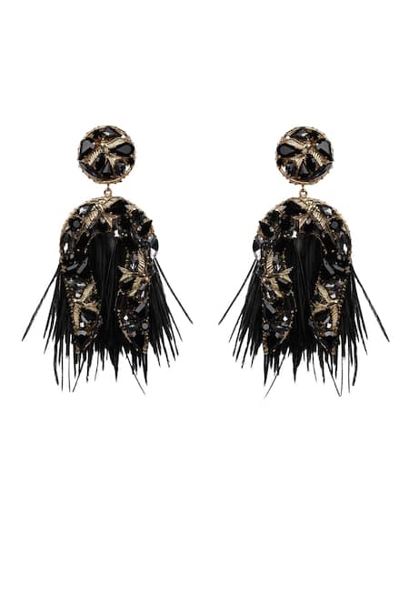 Bijoux By Priya Chandna Black Blossom Dangler Earrings 