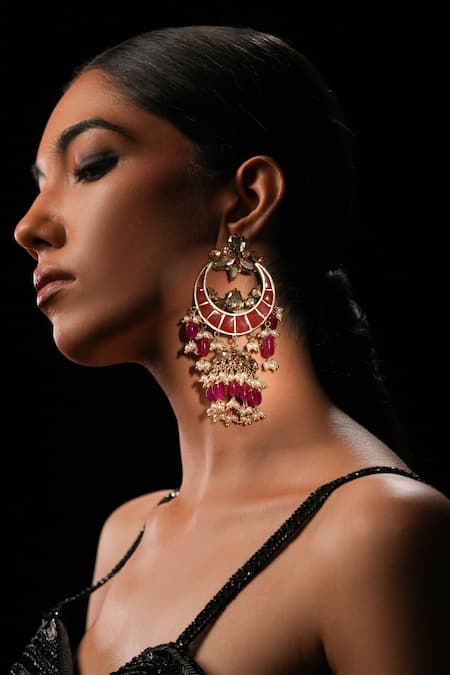 Bijoux By Priya Chandna Chand Blossom Crystal Chandbalis 
