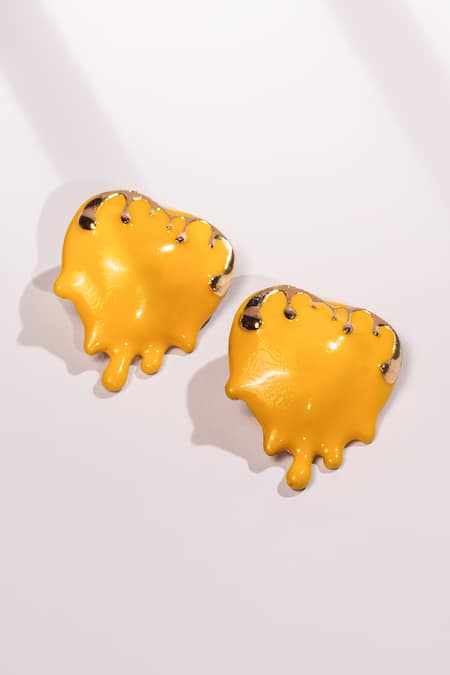 Bijoux By Priya Chandna Gold Plated Dripping Heart Studs 