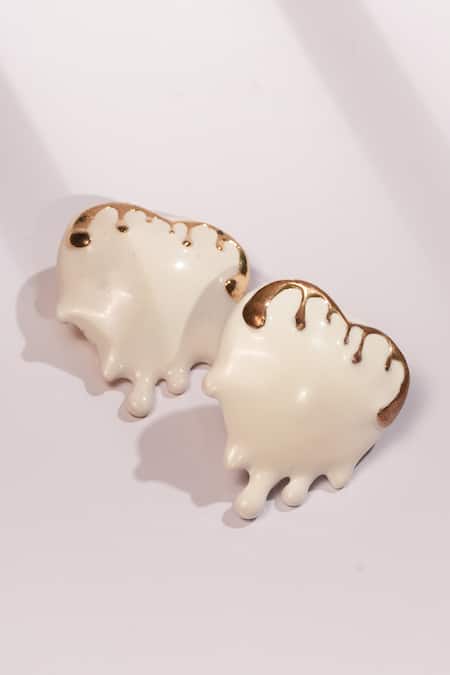 Bijoux By Priya Chandna Gold Plated Dripping Heart Resin Studs 