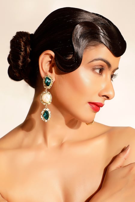 Bijoux By Priya Chandna Pearl & Gemstone Drop Earrings 