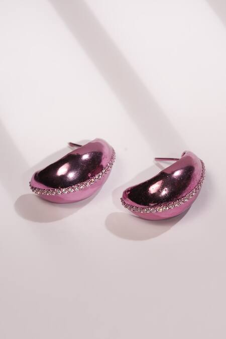 Bijoux By Priya Chandna Gold Plated Crystal Bean Shaped Studs 