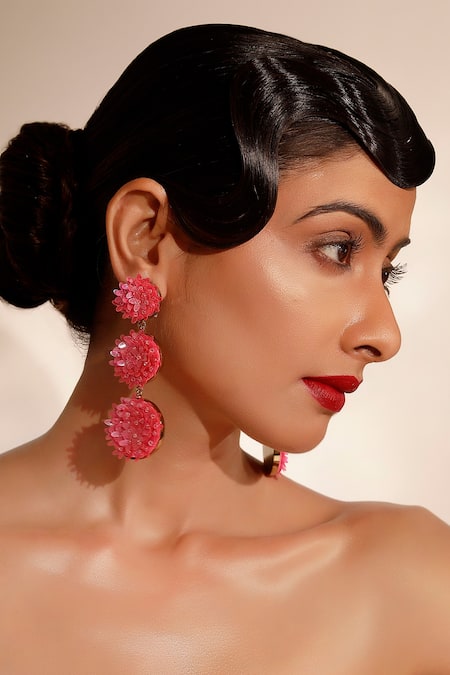 Bijoux By Priya Chandna Sequin Floral Dangler Earrings 